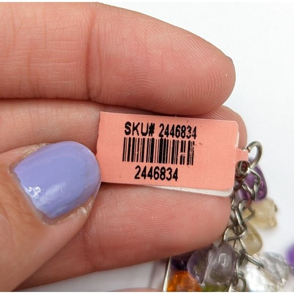 Ammonite Fossil Glass Gemstone Peridot Amethyst Bead Multicolor Cha Cha Earrings - Picture 5 of 7